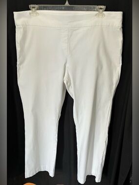 Rekucci 20Wpetite white pull on ankle pants no pockets stretch